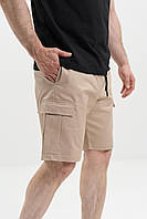 Світлі чоловічі шорти карго з кишенями Сargo стрейч-котон літні легкі на кожен день пісочного кольору LikeM