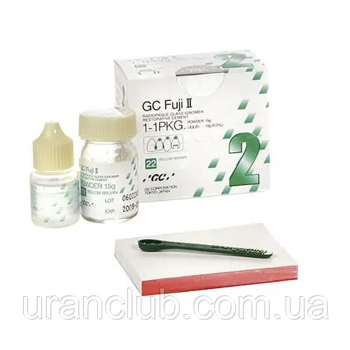 FUJI II фуджі 2 набір: 15 г + 8 мл, колір 22 Традиційний реставраційний склоіономерний цемент gc