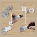 Кондитерський набір для прикрашання тортів та капкейків 106 предметів силіконові форми, шпателі, перехідники для мішків щітки, фото 7