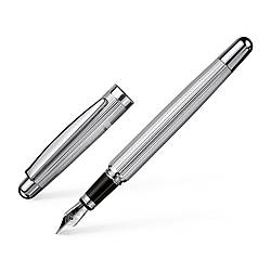 Ручка перова OttoHutt серії Design 02 Fountain Pen Thread Guilloché Silver Platin, корпус срібло, перо М (0,7 мм), 952300