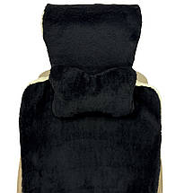 Автомобільна подушка на підголівник з еко-хутра в салон автомобіля Чорна 1 шт, фото 5