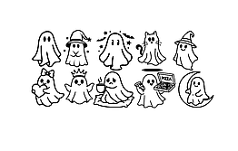 Набір наліпок з оракалу Different ghosts for Halloween 29 х 12 см, 036