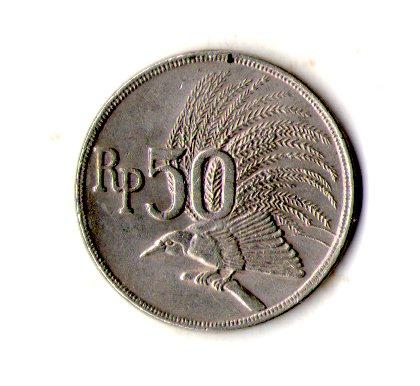 Індонезія 50 рупій, 1971 Мідно-нікелевий сплав, 6g, ø 24mm №2646, фото 1