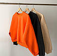 Світшот оверсайз на флісі розмір: 42-48 Модель 1526-2322 колір чорний, білий, бежевий, зелений, помаранчевий, електрик, малиновий, фото 5
