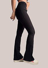 Лосіни кльош в рубчик НА ФЛІСІ мод 093 чорні, фото 4