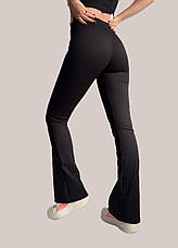 Лосіни кльош в рубчик НА ФЛІСІ мод 093 чорні, фото 2