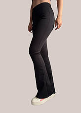 Лосіни кльош в рубчик НА ФЛІСІ мод 093 чорні, фото 3