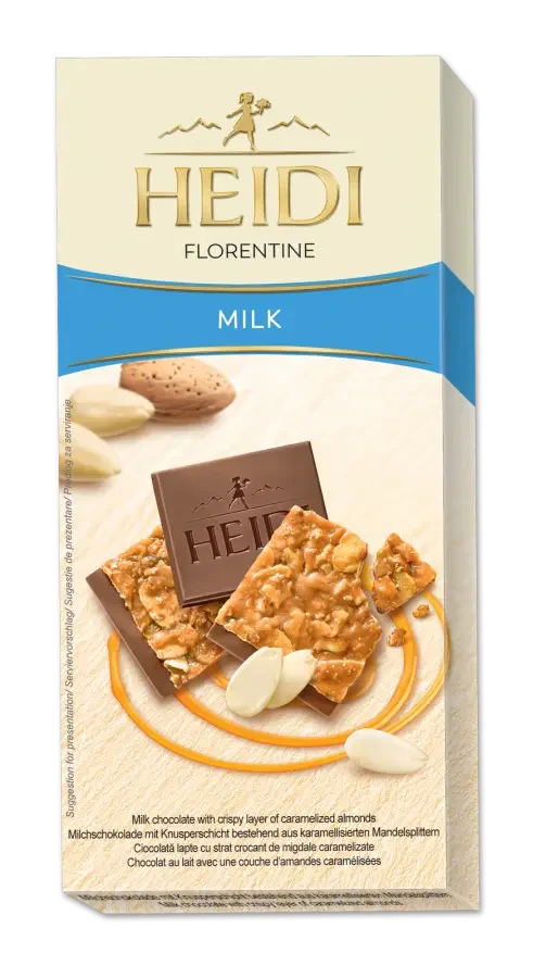 Шоколад молочний покритий карамелізованим подрібненим мигдалем Heidi White 100г (Румунія), фото 1