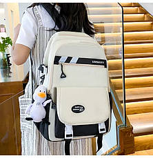 Шкільний набір з рюкзаком LANSHIYA 4 в 1 Чорний з білим 1354, фото 3