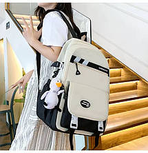 Шкільний набір з рюкзаком LANSHIYA 4 в 1 Чорний з білим 1354, фото 5