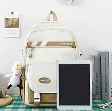 Шкільний набір з рюкзаком LANSHIYA 4 в 1 Коричневий з білим 1354, фото 3