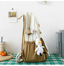 Шкільний набір з рюкзаком LANSHIYA 4 в 1 Коричневий з білим 1354, фото 4