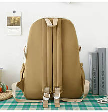 Шкільний набір з рюкзаком LANSHIYA 4 в 1 Коричневий з білим 1354, фото 5