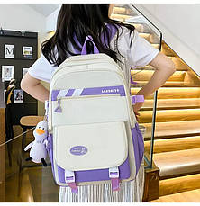 Шкільний набір з рюкзаком LANSHIYA 4 в 1 Фіолетовий з білим 1354, фото 3