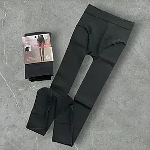 Лосини жіночі утеплені флісом з імітацією колготок термо підкладкою та широким поясом чорні 42-52