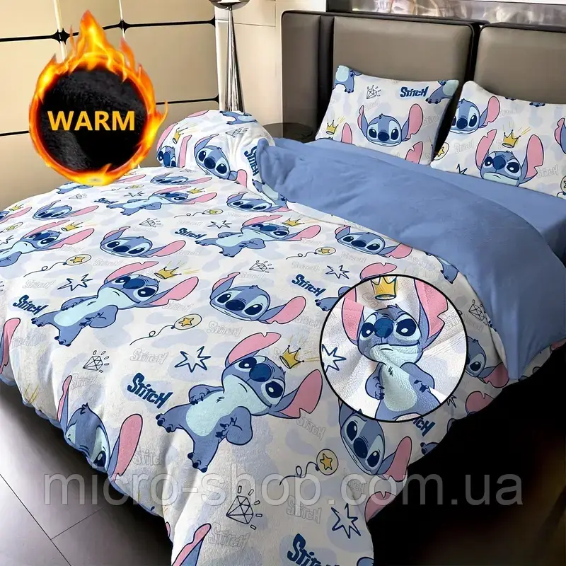 Набір дитячої плюшевої постільної білизни БЕЗ ПРОСТИРАДЛА Стіч Disney Stitch 135x200 см, фото 1