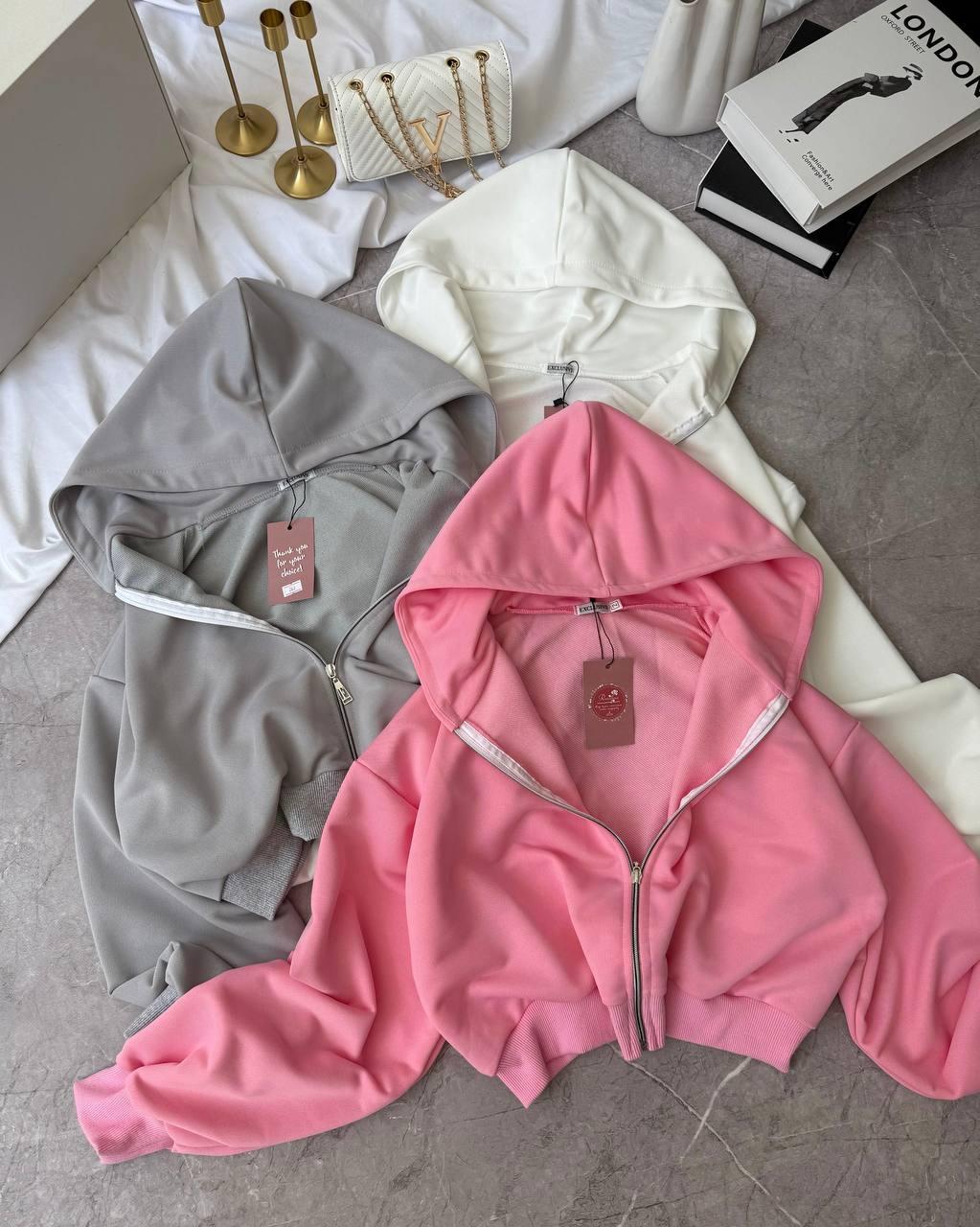 Худі Модель: 1530-263 Кольори: Барбі, молоко, попіл однотон, фото 1