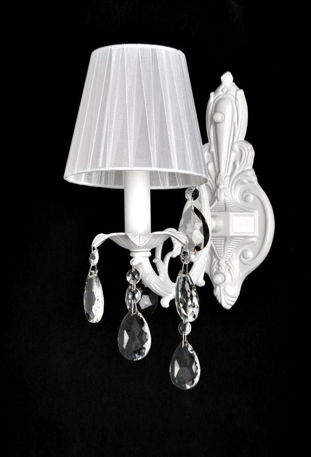 Настінне бра біле з абажуром і підвісками класичне E14 60 Вт