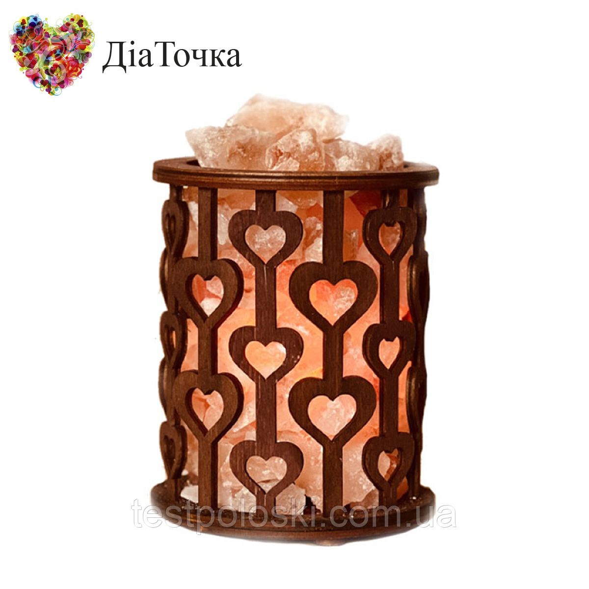 Соляна лампа "Корзина із серцями" 1,7 кг, фото 1