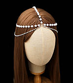 Вишукана перлинна тіара "Мілена" прикраса на голову з перлин і страз, тіка срібляста Aushal Jewellery