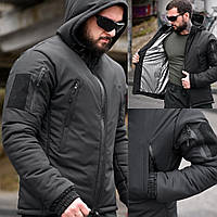 Тактическая куртка влагостойкая утепленная черная на подкладке Omni-Heat COYTEO