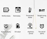 Годинник Deepfox DS-5508 LED цифровий електронний настільний Будильник Дата Температура Вологість 12х9см, фото 5