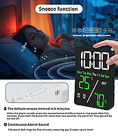 Годинник Deepfox DS-5508 LED цифровий електронний настільний Будильник Дата Температура Вологість 12х9см, фото 9