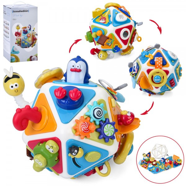 Іграшка бізібол 558, багатогранник, бізікуб, пазл, звук, світло, шестерні, кермо, фото 1