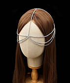 Східна ланцюгова маска на обличчя "Тіффані" прикраса на голову, для фотосесії - сріблястаAushal Jewellery