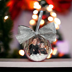 Ялинкова куля з фотографією з двох сторін 8 см