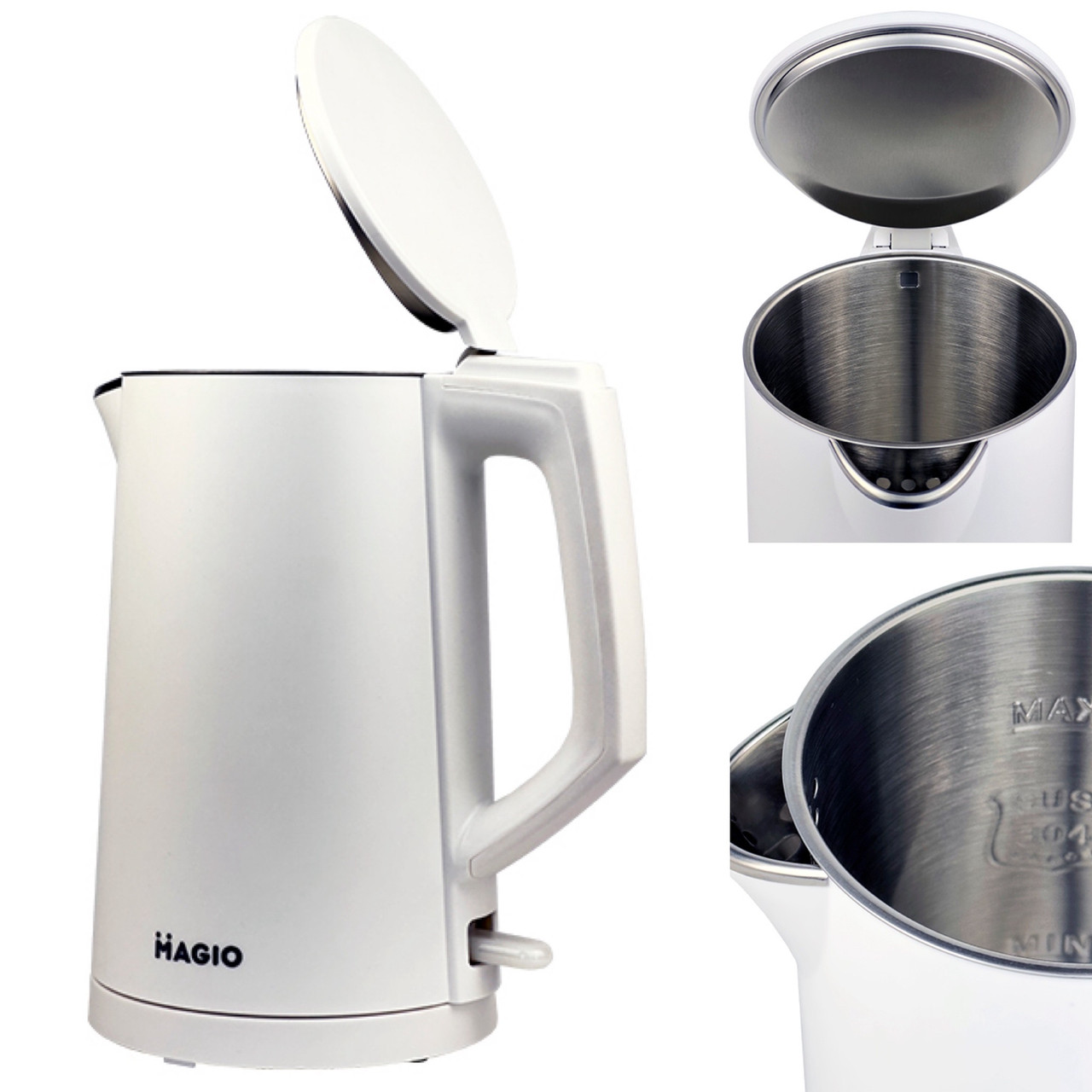 Чайник-термос MAGIO MG-500, 1.7 л, 1500 Вт, двошаровий корпус із нержавіючої сталі, захист від опіків, автоматичне вимкнення, фото 1