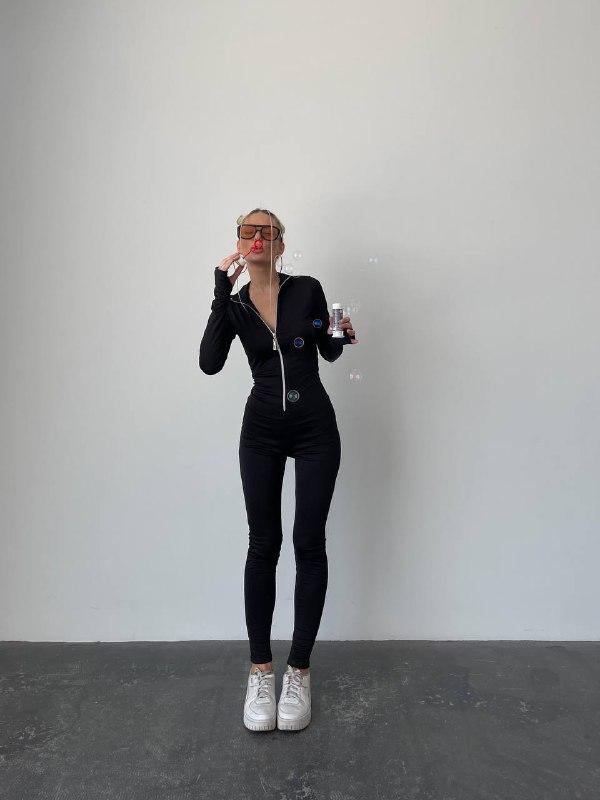 Жіночий комбінезон; Колір - чорний ; Розміри - 42-44, 46-48;, фото 1