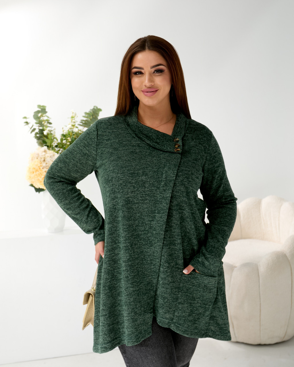 Стильна туніка з ангори софт Віола смарагд (54-72), фото 1