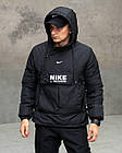 Анорак Nike осінь єврозима спортивна чоловіча куртка найк водовідштовхувальна плащівка чорна з бічними утяжками, фото 4