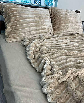 Велюрова постільна білизна Шарпей королівський Півтораспальний Світлий Бежевий, фото 1