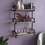 Полиця для книг настінна в стилі LOFT з лДСП та металу, фото 3