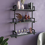 Полиця для книг настінна в стилі LOFT з лДСП та металу, фото 4