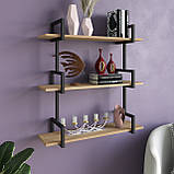 Полиця для книг настінна в стилі LOFT з лДСП та металу, фото 6