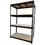 Стелаж металевий (180 x 150 x 60 см) 4 полиці, навантаження - 500 кг на полицю, Чорний, фото 3