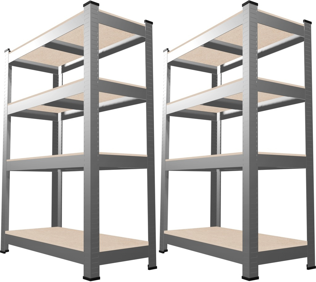 Набір з 2-х металевих стелажів (150 x 70 x 30 см) 4 полиці, навантаження - 150 кг на полицю, Сірий, фото 1