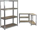 Набір з 2-х металевих стелажів (150 x 70 x 30 см) 4 полиці, навантаження - 150 кг на полицю, Сірий, фото 6