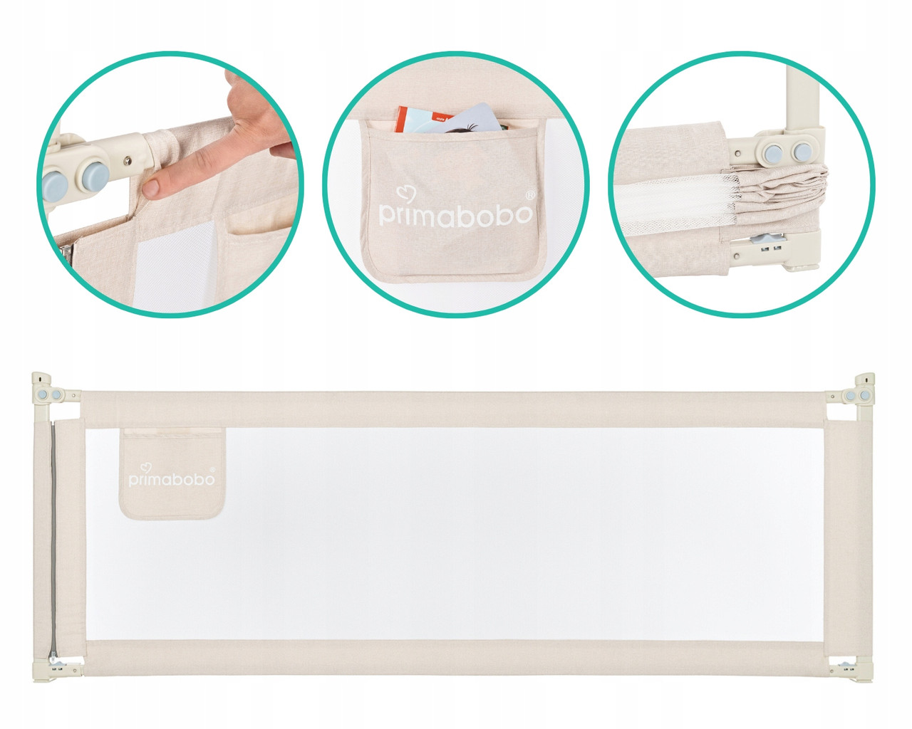 Захисний бар'єр, огорожа, бортик для ліжка Primabobo Classic 160 см бежевий