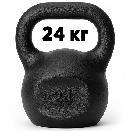 Гиря чавунна RN-SPORT 24 кг металева, чорна, фото 1