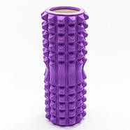 Масажний валик масажер для тіла ніг спини EVA 33 х 12 см з виїмкою під хребет (колір фіолетовий), фото 2
