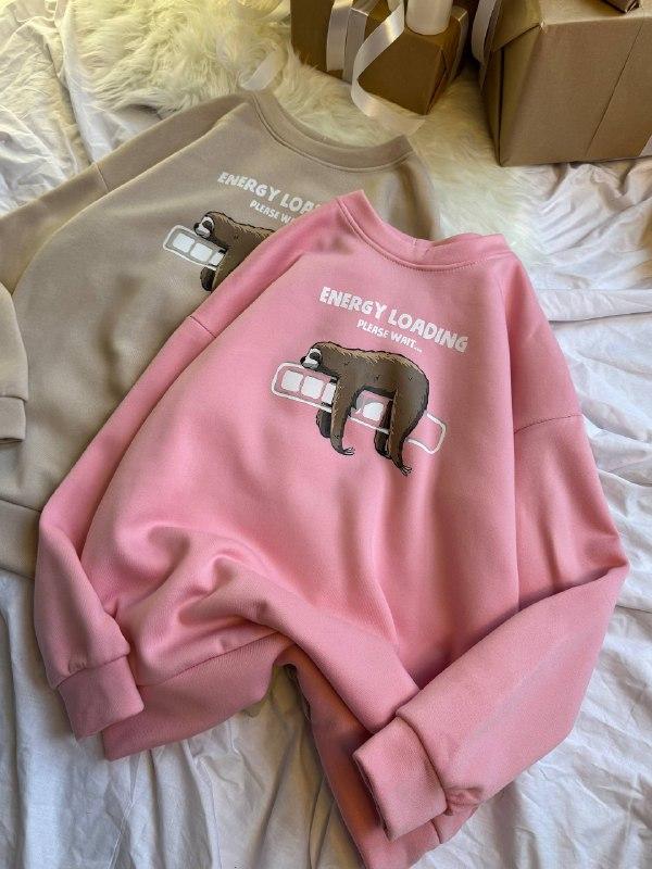 Жіночий світшот ; Колір: бежевий та рожевий  ; Розміри: 42-48( oversize), фото 1