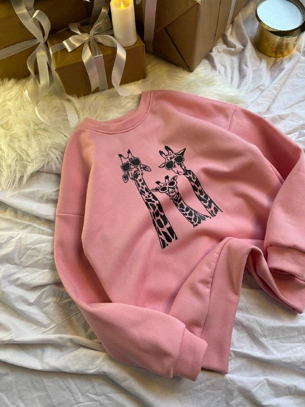 Жіночий світшот ; Колір: бежевий та рожевий ; Розміри: 42-48( oversize), фото 1