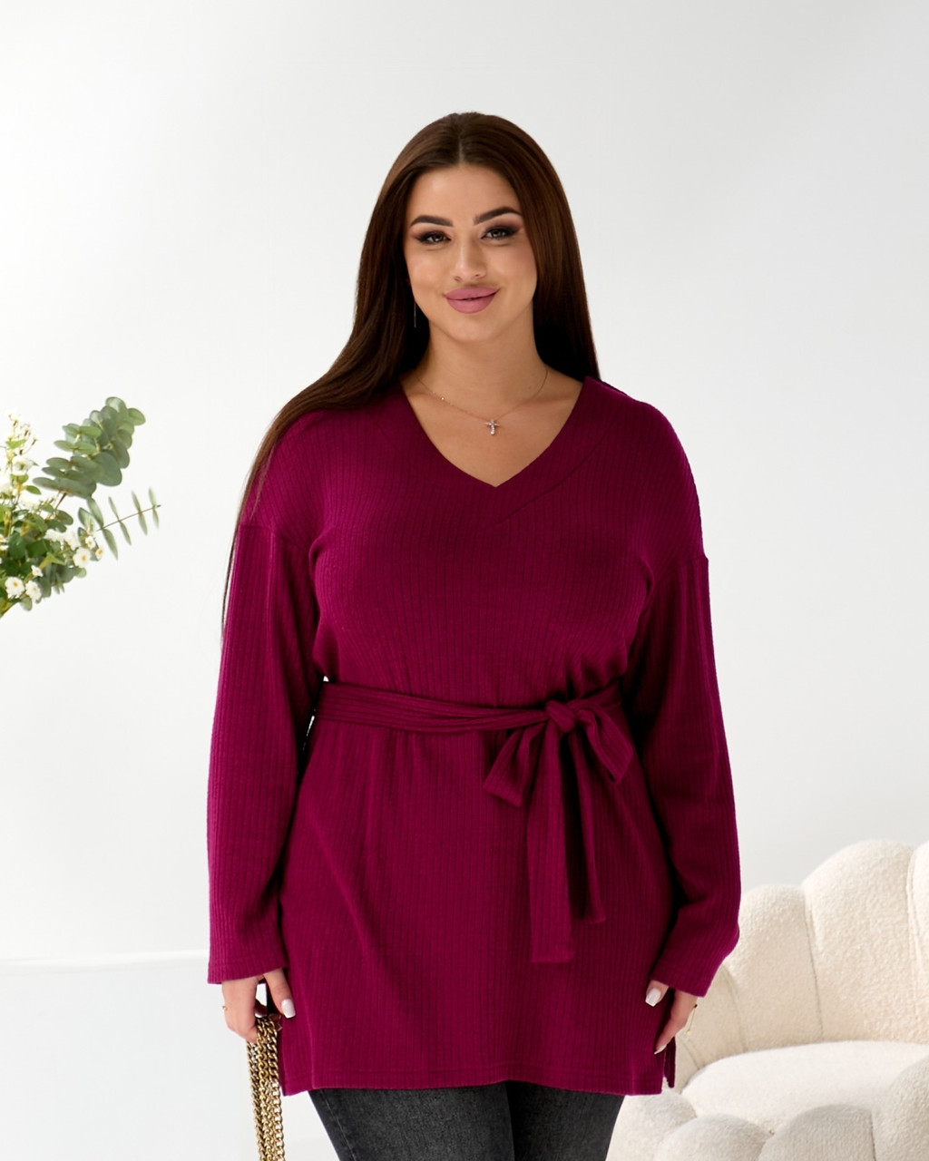 Туніка з ангори рубчик Марта бургунді (54-72), фото 1