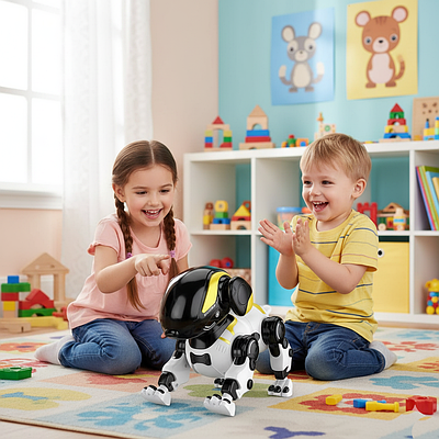 Інтерактивний собака-робот дитяча навчальна іграшка цуценя на радіокеруванні світло звук танцює говорить трюки