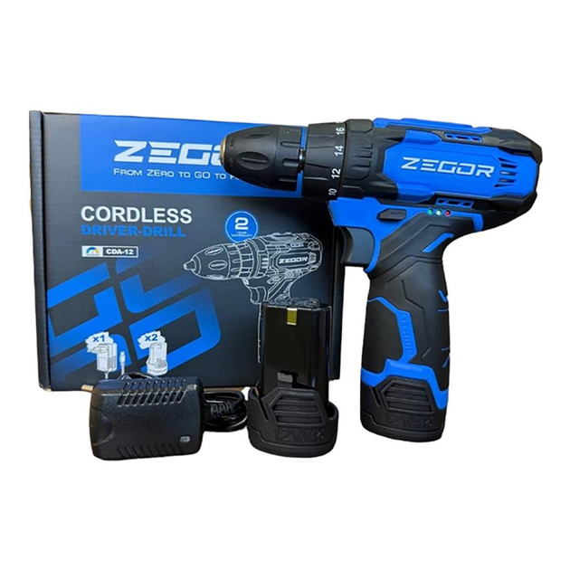 Акумуляторний шурупокрут Zegor Advanced 12 V (CDA-12) з АКБ 2шт-12V 2.0Ah