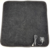 Компактний електрокилимок із підігрівом від USB 45х45 см Чорний Килимок нагрівальний 3 режими нагрівання